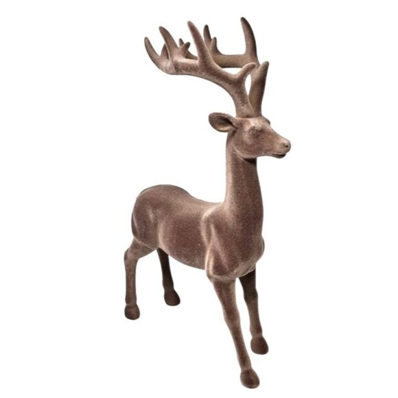 Flocked Brown Standing 16" Reindeer Deer Christmas Decoration - Picture 4 of 5